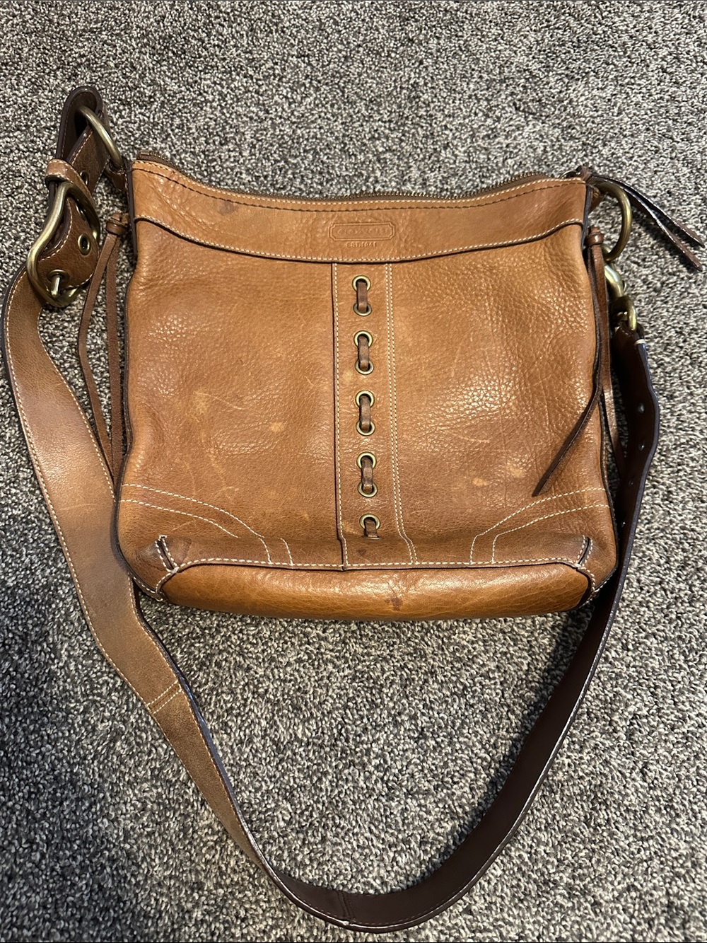 COACH Leather Crossbody Shoulder Bag - Tan